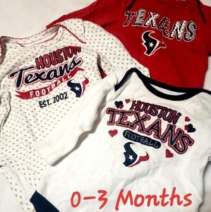 3 Houston Texans long sleeve onesies